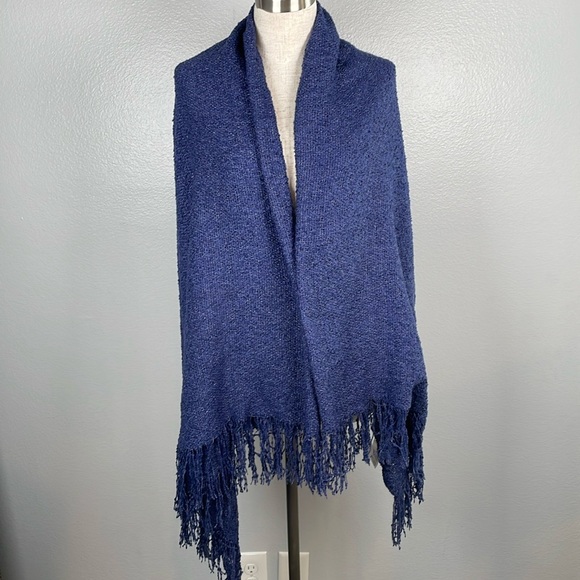 Free People Blue fringe blanket scarf New with Tags one size - Picture 1 of 8